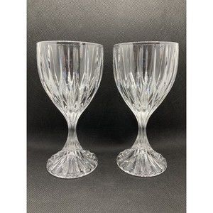 Mikasa Crystal PARK LANE Pattern Wine Goblets Set of Two Glasses 6.25" Tall